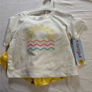 Cat & Jack White Tee with Sun and Waves Embroidery